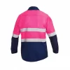 Two tone pink navy long sleeve shirt for women