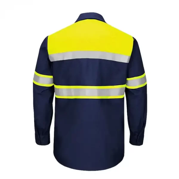hi vis yellow contrast navy shirt with tape