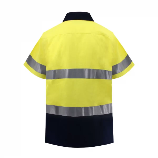 2 tone hi-vis yellow short sleeve shirt with 3M 8910 tape