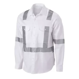 White long-sleeve shirt with 3M 8910 reflective tapes at D+N