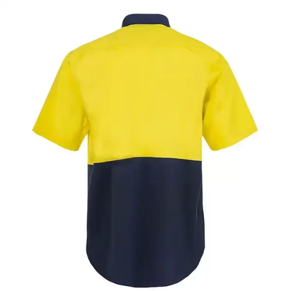 2 tone high visibility yellow short sleeve shirt for day wearing