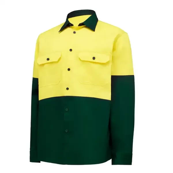 hi-vis yellow / green long-sleeve shirt for day with buttons