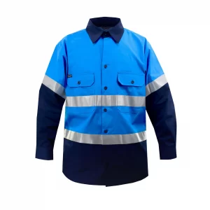 2-tone work shirt with chest pockets and button closure