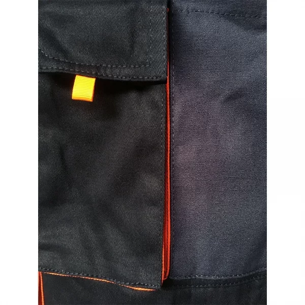 cotton overall with oxford hung tool pocket and orange side