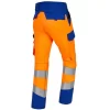hi-vis blue orange work trouser has 2 lines of tape on leg