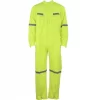 Fluro yellow work coverall with 2.5cm width reflective tape