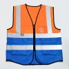 100% polyester washable hi-vis orange vest with clear pocket