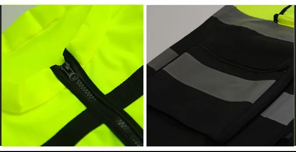 engineers hi-vis vest with clear plastic pocket zipper tape